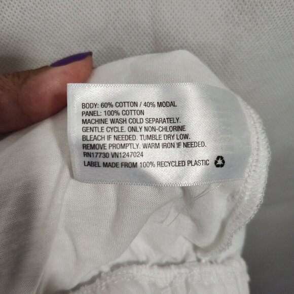 A New Day White One Shoulder Crop Top Women Size L Ruffle Neckline Banded Hem - Picture 6 of 6